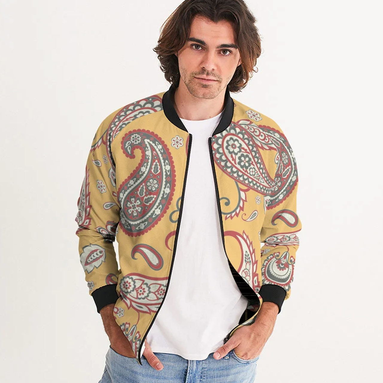 Canary Paisley Bomber Jacket